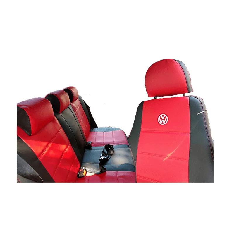 Kit Capa Banco Couro Courvin Golf 99/09 Preto Com Vermelho