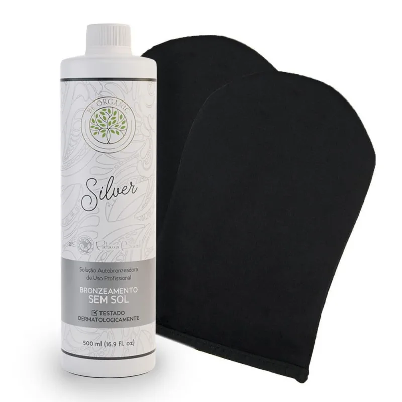 Combo Solução Bronzeadora 500 Ml + Duas Luvas Aplicadoras