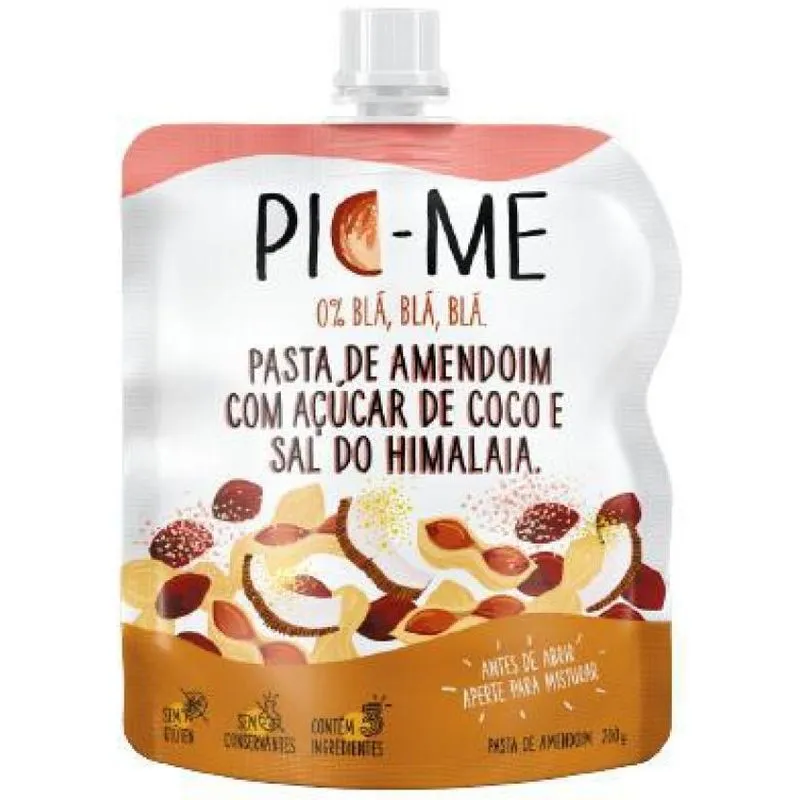 Kit 2x: Pasta De Amendoim Com Açúcar De Coco Pic Me 200g