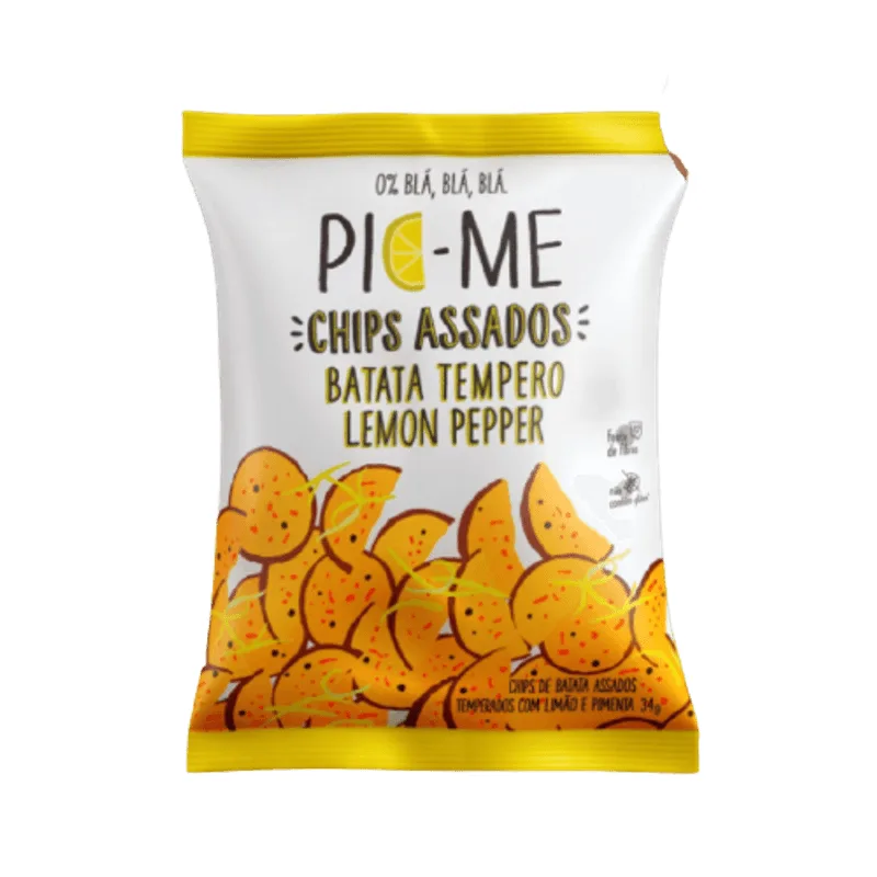 Kit 2x: Chips Assado Batata Com Lemon Pepper Pic Me 34g