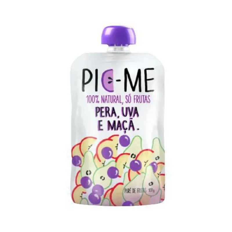 Kit 2x: Purê De Frutas Pera, Uva E Maçã Pic Me 100g