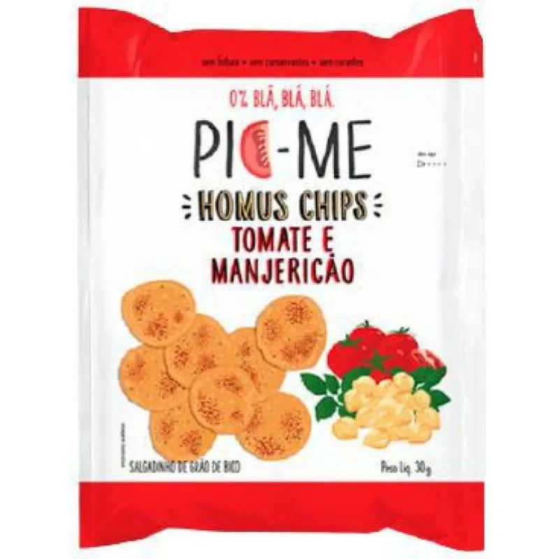 Kit 2x: Homus Chips Tomate E Manjericão Pic Me 30g