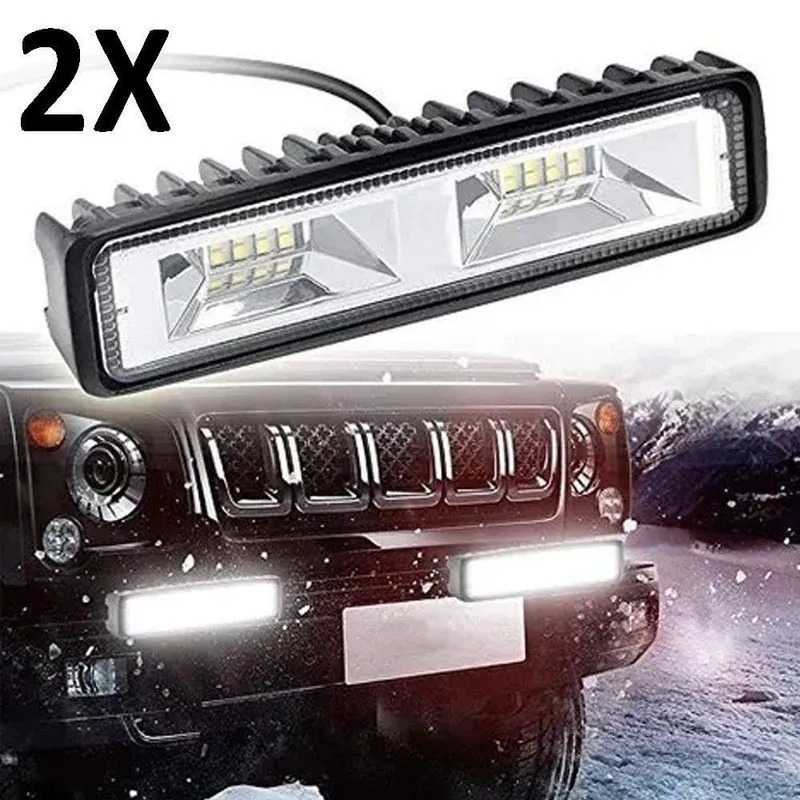 2 Farol De Milha 48w 16leds 15cm Flood Jeep Truck Off Road