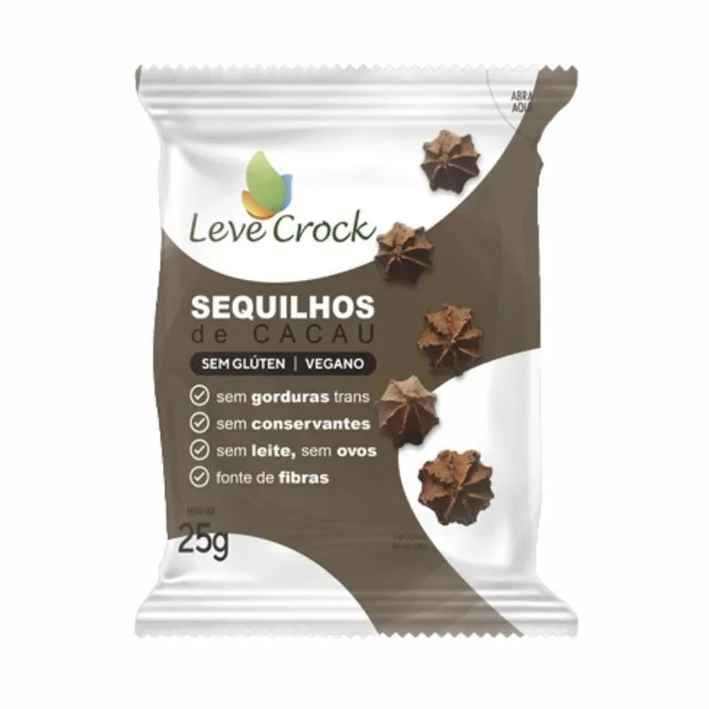 Kit 2 Biscoito Sequilho Cacau Sem Glúten Leve Crock 25g