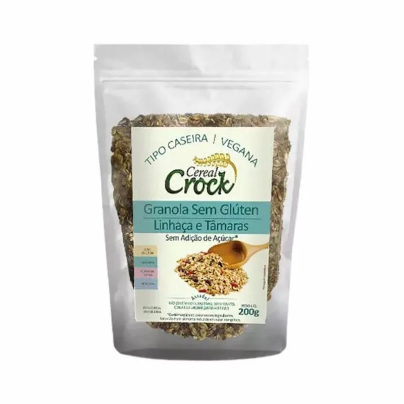 Kit 2 Granola Aveia/linhaça/tâmara 0 Açúc Leve Crock 200g