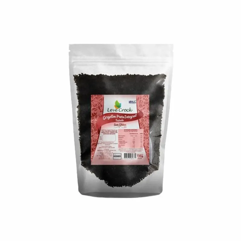 Kit 2 Gergelim Preto Sem Pele Sem Glúten Leve Crock 100g