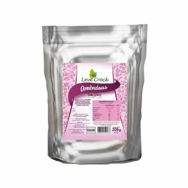 Kit 2x: Amêndoas Sem Sal Sem Glúten Leve Crock 200g