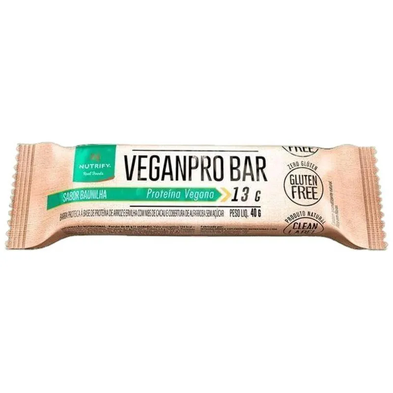 Kit 2 Barra De Proteína Veganpro Baunilha/nibs Nutrify 40g