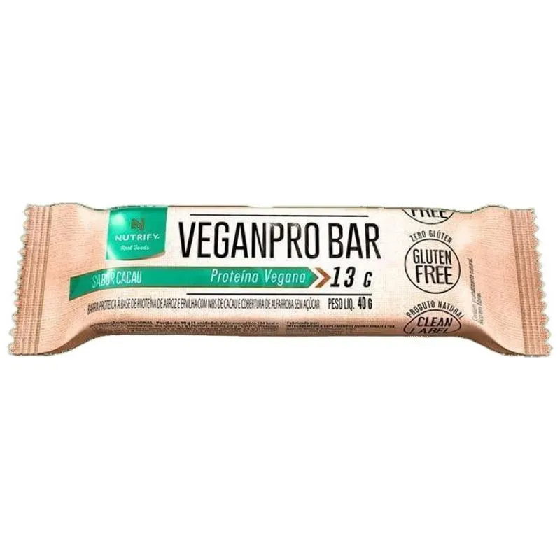 Kit 2 Barra De Proteína Veganpro Cacau Nutrify 40g