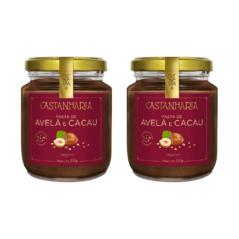 Kit 2x: Pasta De Avelã E Cacau Vegana Castanharia 210g