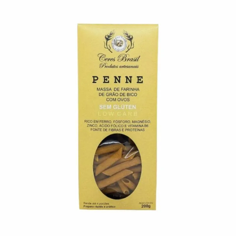 Kit 2x: Macarrão Penne Grão De Bico Sem Glúten Ceres 200g