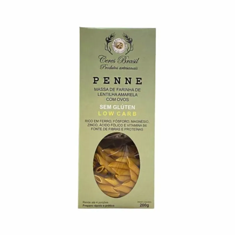 Kit 2x: Macarrão Penne Lentilha Amarela S/ Glúten Ceres 200g