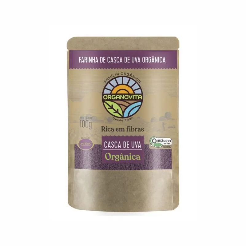 Kit 2 Farinha Da Casca De Uva Orgânica Organovita 100g