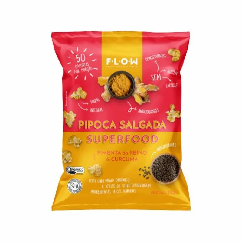 Kit 2 Pipoca Pimenta Do Reino E Cúrcuma Flow 32g