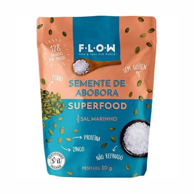 Kit 2 Snack Semente De Abóbora Com Sal Marinho Flow 30g