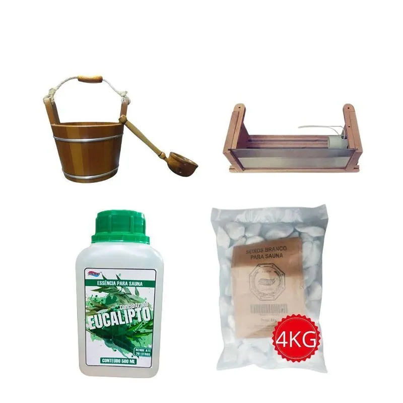 Kit Para Sauna Seca Impercap Balde+luminaria+pedras+essencia