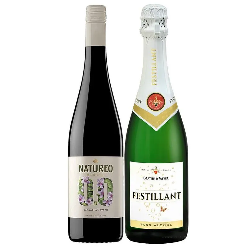 Kit Vinho E Espumante Secos Sem Álcool Importado 750 Ml