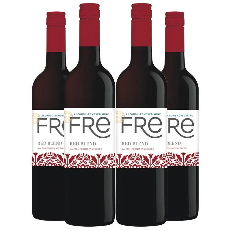 Combo 4 Garrafas Vinho Sem Álcool Fre Tinto Red Blend 750 Ml