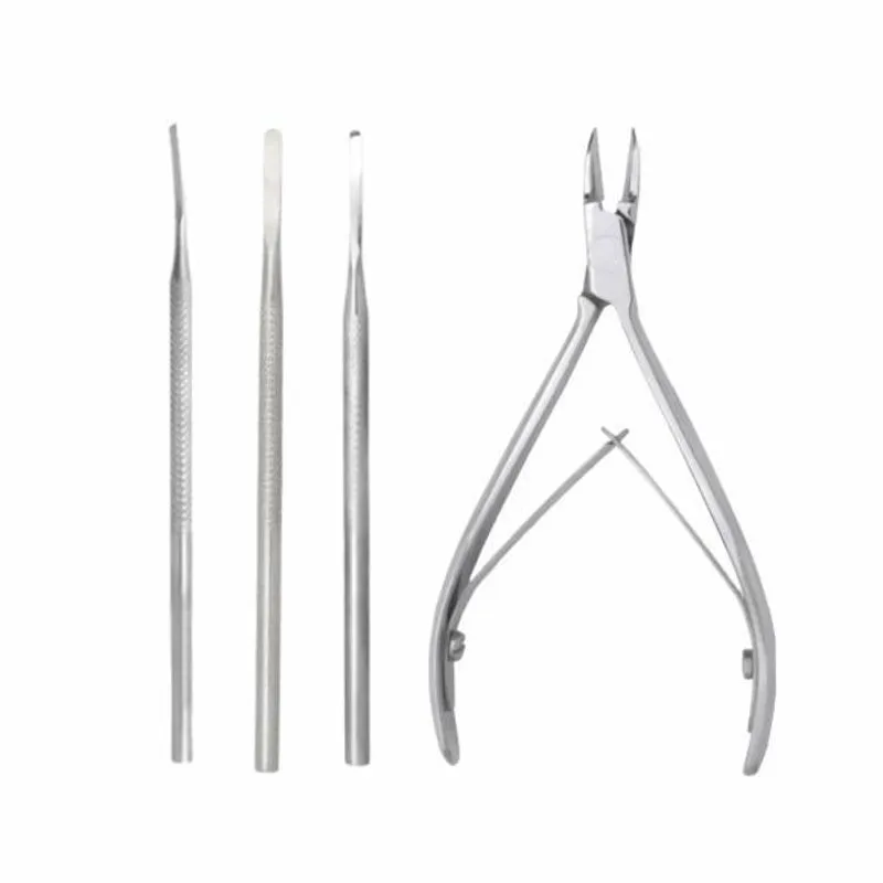 Kit Podologia Alicate Desencravador Unhas E 3 Bisturis Inox