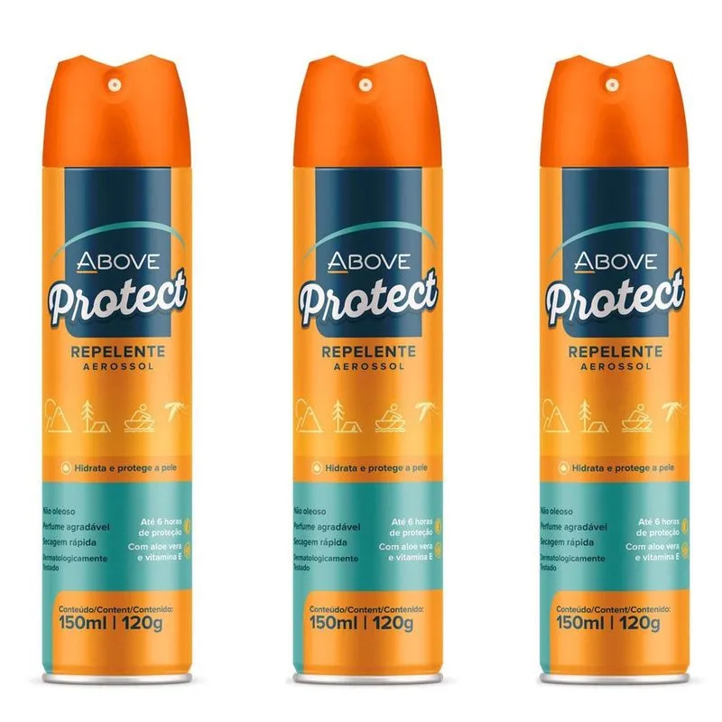 Kit 3 Repelente Spray Protect Above Secagem Rápida 150Ml