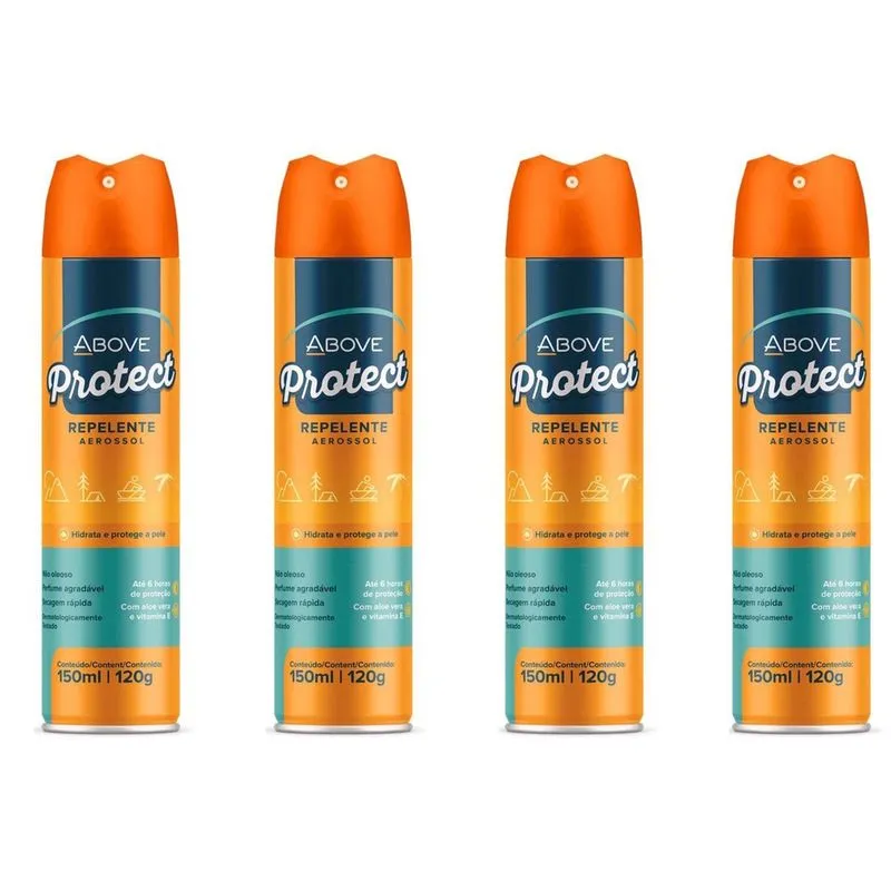 Kit 4 Repelente Spray Protect Above Secagem Rápida 150Ml