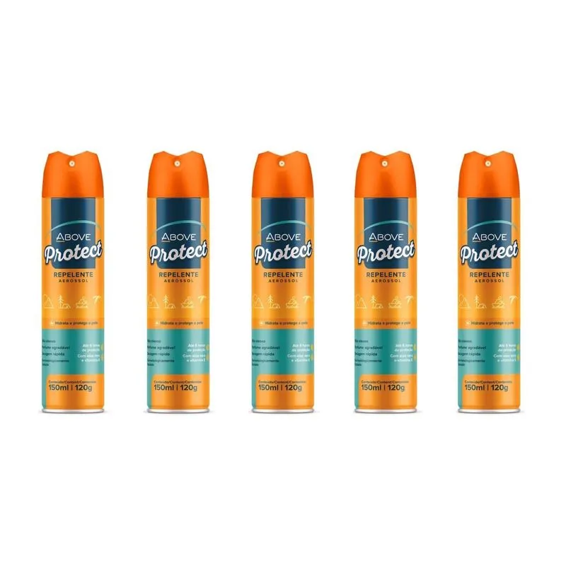 Kit 5 Repelente Spray Protect Above Secagem Rápida 150Ml
