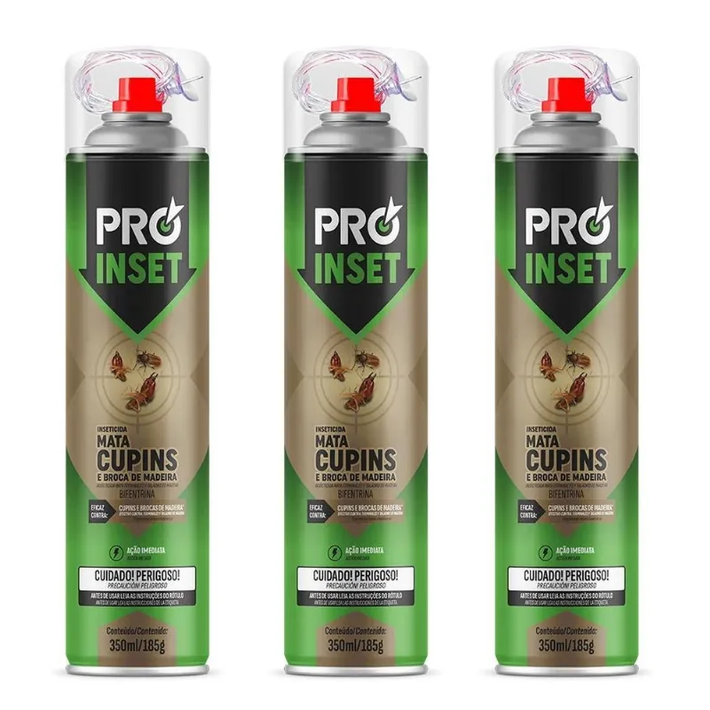 Kit 3 Spray Mata Cupim Proinset 350ml Com Agulha Aplicadora