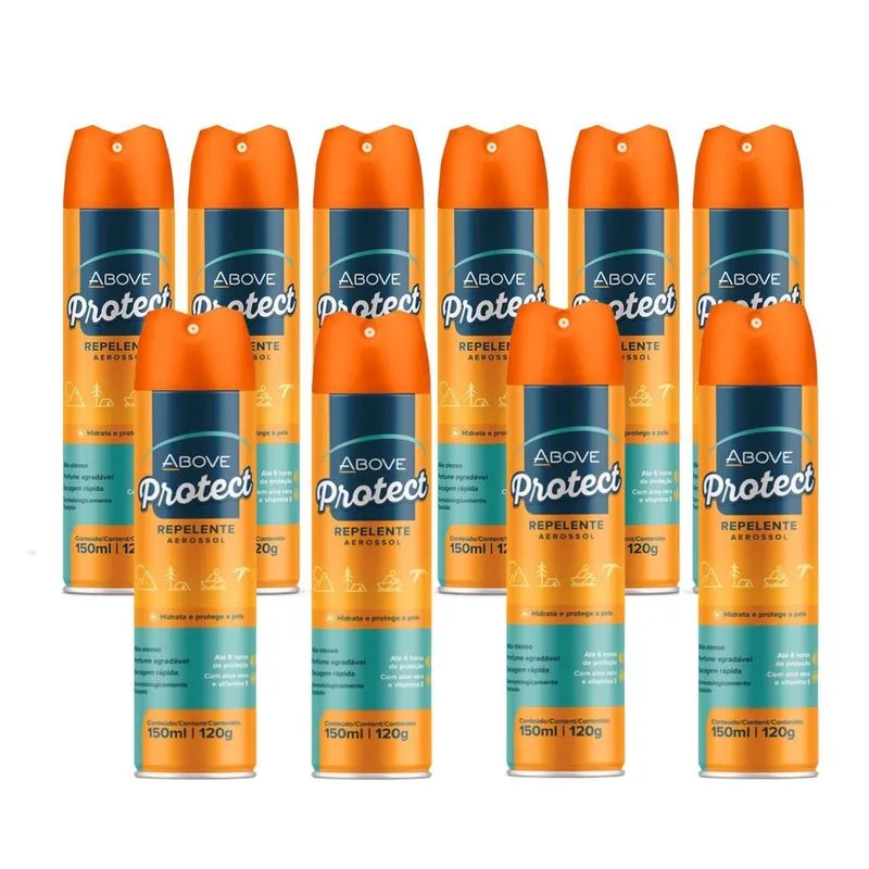 Kit 12 Repelente Spray Protect Above Secagem Rápida 150Ml