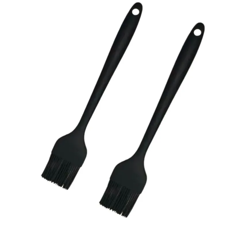 Kit 2 Pincéis De Silicone Culinário - Preto - 21cm