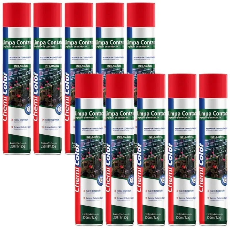 Kit 10 Limpa Contato Chemicolor - 250ml/125g