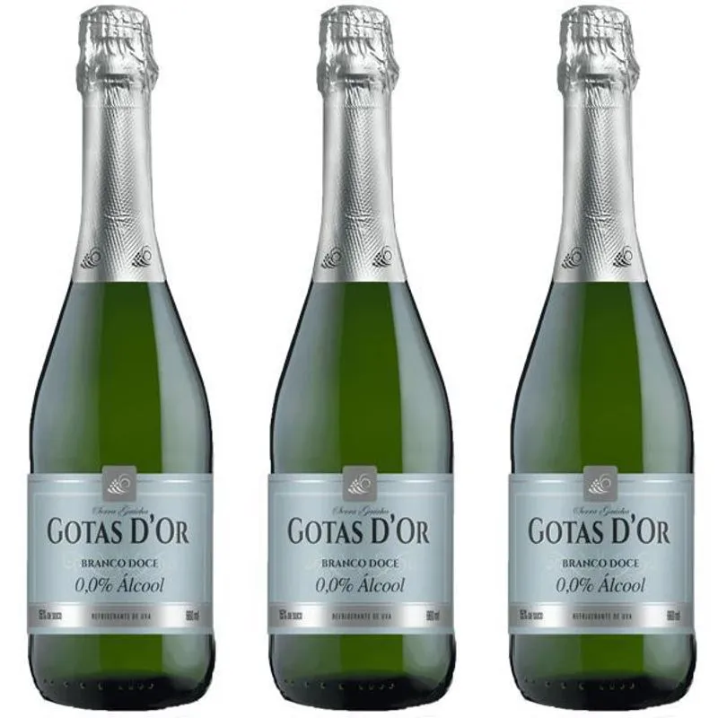 Kit 3 Un. Gaseificado Sem Álcool Uva Branca Garibaldi 660 Ml