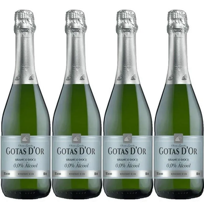 Kit 4 Un Gaseificado Sem Álcool Uva Branca Garibaldi 660 Ml