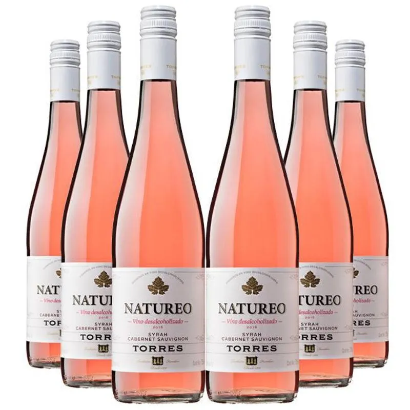 Kit 6 Un Vinho Sem Álcool Rosé Natureo 750ml Espanha