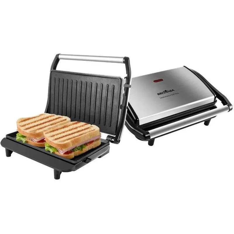 Sanduicheira Grill Eletrica Press Inox Britânia Grelha 110V