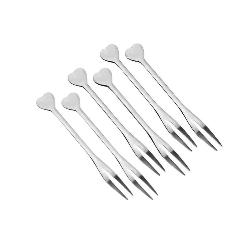 Garfos Para Petiscos Aço Inox Coração 06 Peças