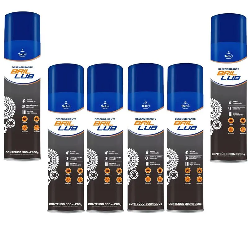 Kit 6 Desengripante Lubrificante Spray 300ml -tecbril