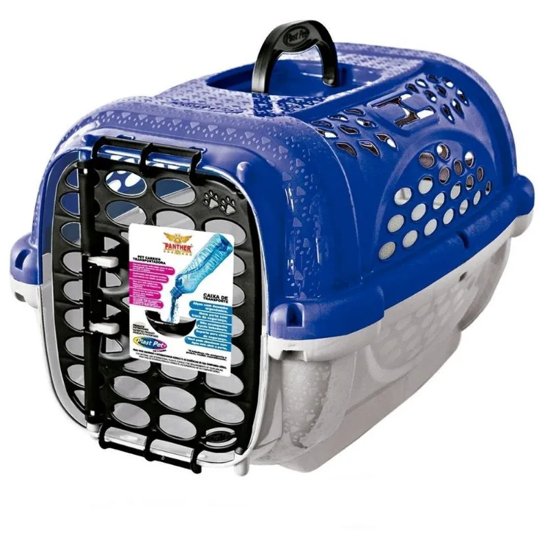 Caixa Transporte Cães Gatos Panther Nº1 Sem Bebedouro Azul