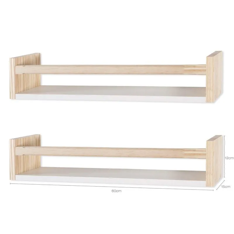 Kit 2 Prateleiras Livro Revista Infantil Pinus E Mdf Branco