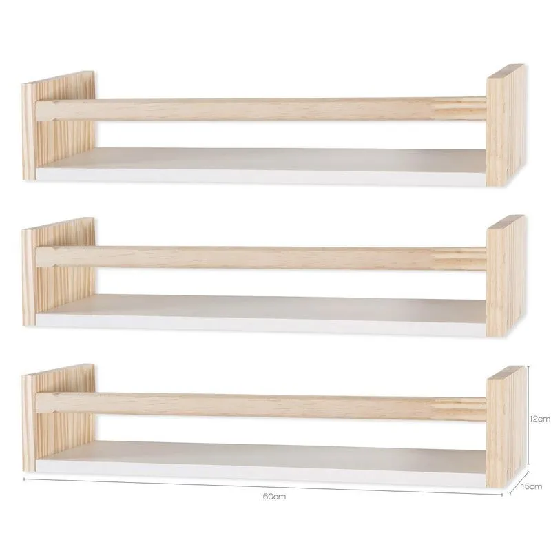Kit 3 Prateleiras Livro Revista Infantil Pinus E Mdf Branco
