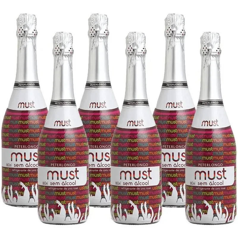 Combo 6 Garrafas Espumante Sem Álcool Must Rosé 660 Ml