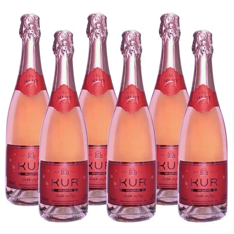 Combo 6 Gfs Espumante Sem Álcool Kur Rosé Nacional 750 Ml