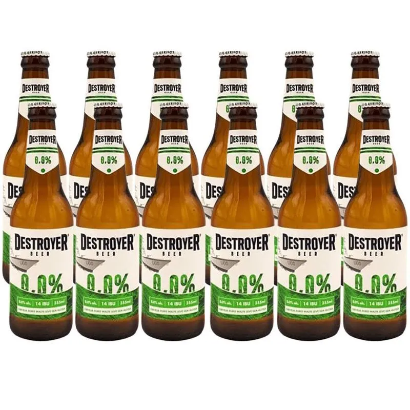 Combo 12 Unid Cerveja Sem Álcool Destroyer Long Neck 355 Ml