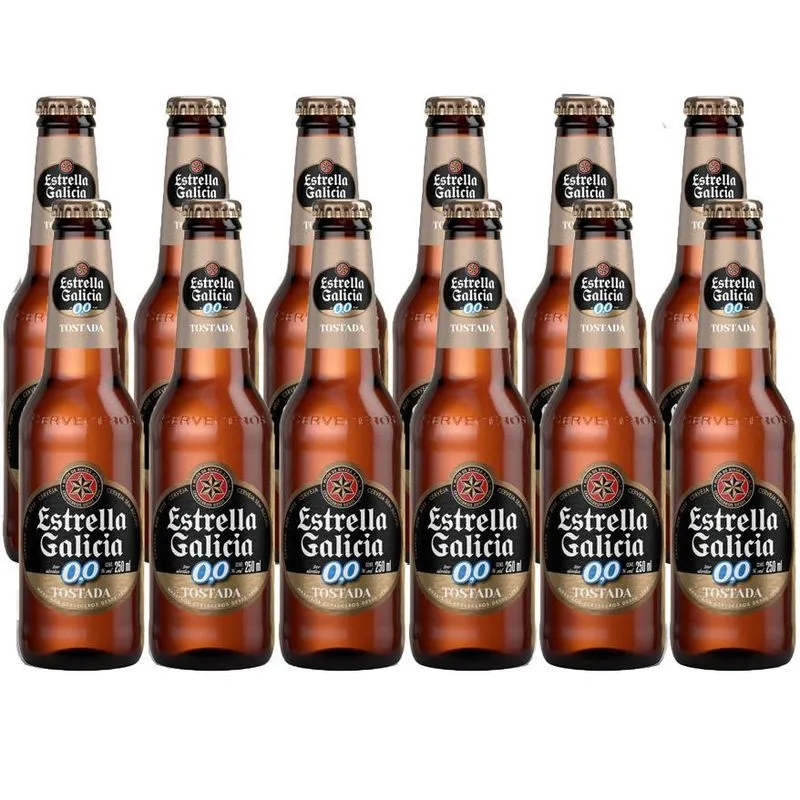 Kit 12 Garrafas Cerveja Sem Álcool Estrella Galícia Tostada