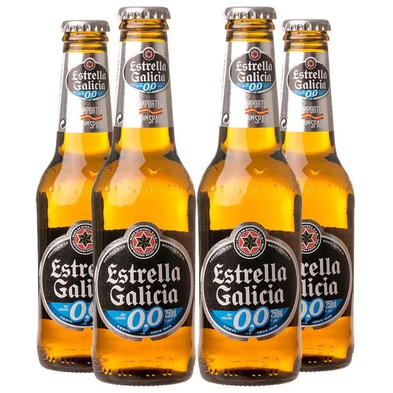 Combo 4 Unid. Cerveja Sem Álcool Estrella Galícia 250 Ml