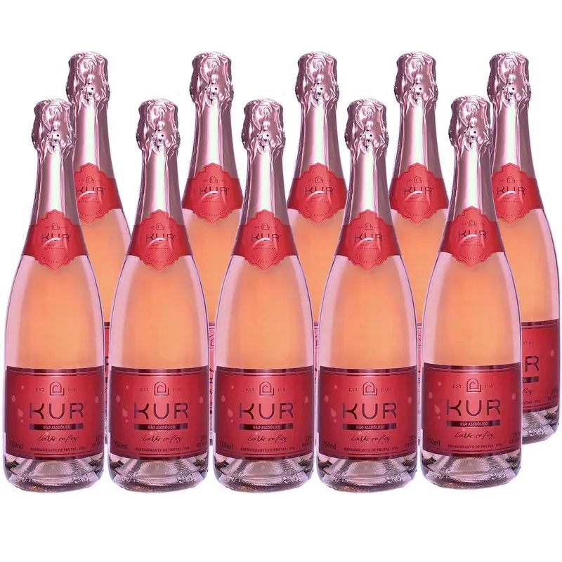 Combo 10 Gfs Espumante Sem Álcool Kur Rosé Nacional 750 Ml