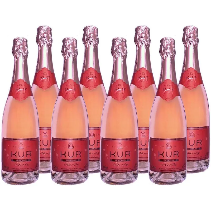 Combo 8 Gfs Espumante Sem Álcool Kur Rosé Nacional 750 Ml