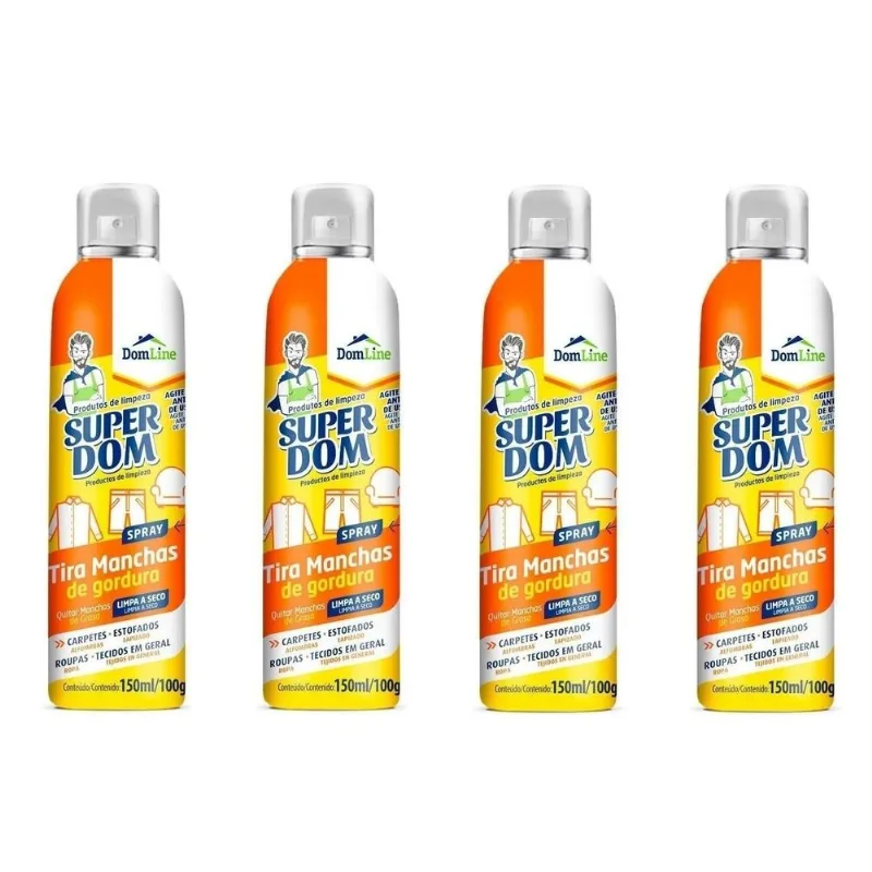 Kit 4 Tira Mancha De Gordura Tecidos A Seco Dom Line 150ml