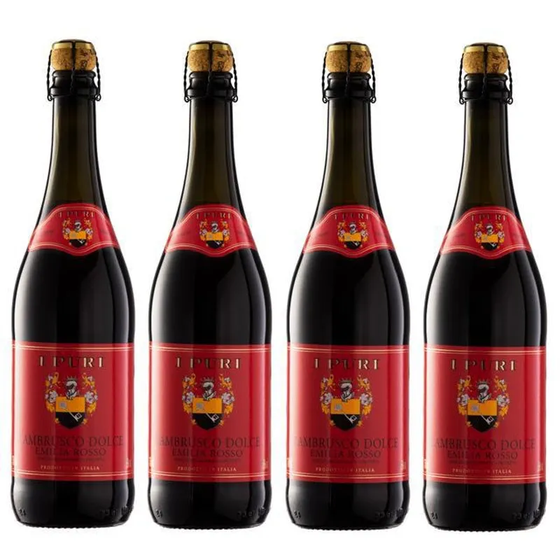 Kit 4 Vinhos I Puri Lambrusco Dolce Emilia Tinto 750ml