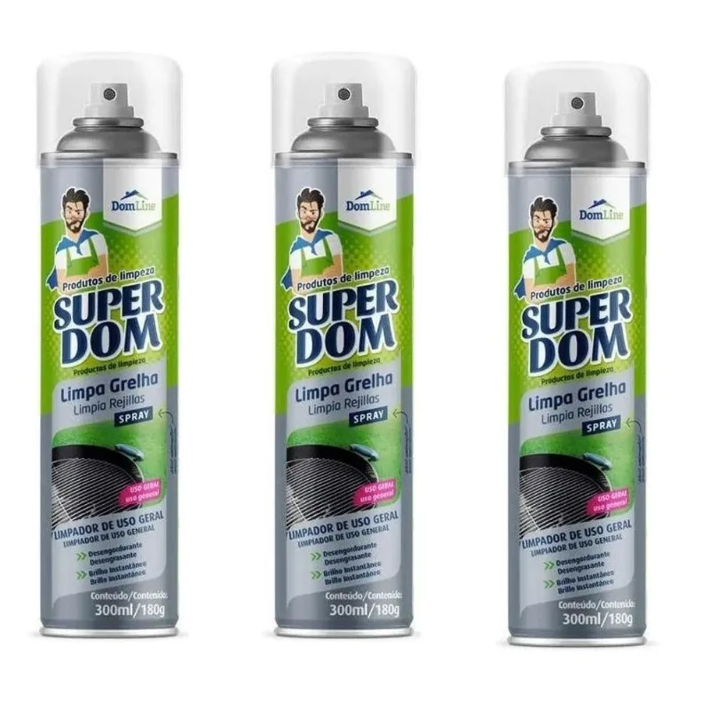 Kit 3 Spray Limpa Grelha Domline Desincrusta Gordura 300ml