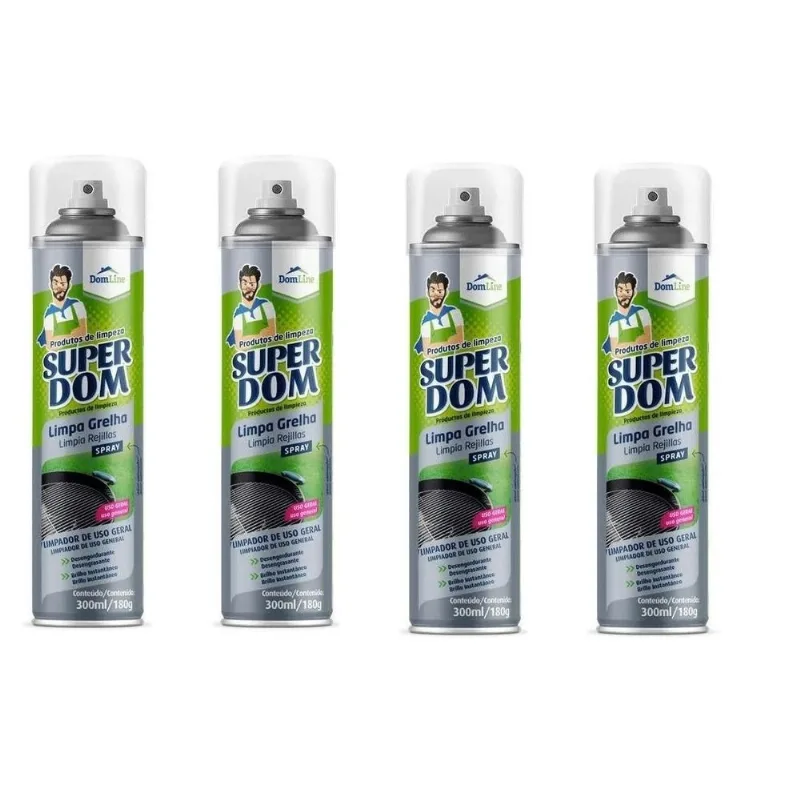 Kit 4 Spray Limpa Grelha Domline Desincrusta Gordura 300ml